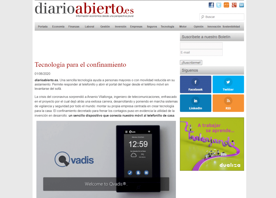 Qvadis en Diario Abierto: tecnología para el confinamiento